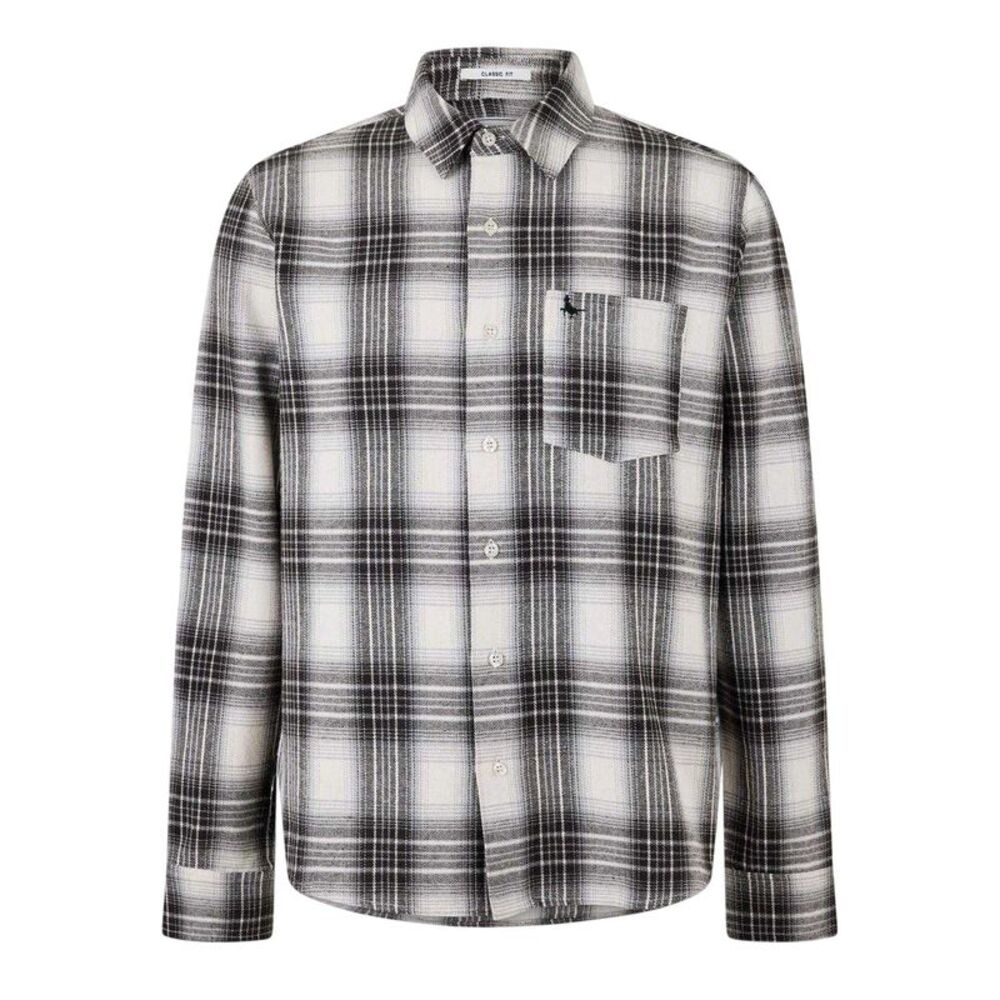 Jack Wills Mens Plaid Long-Sleeved Shirt / Off White